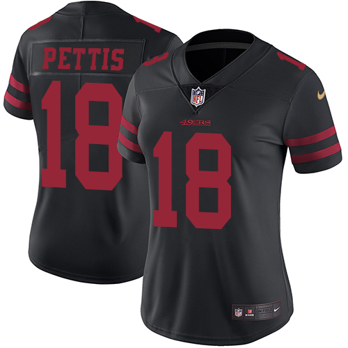 San Francisco 49ers Limited Black Women Dante Pettis Alternate NFL Jersey 18 Vapor Untouchable